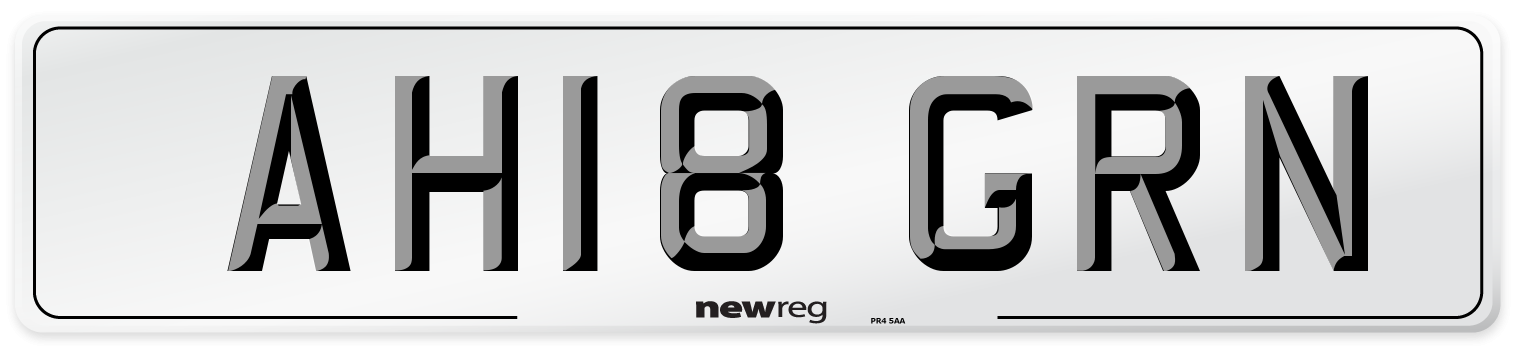 AH18 GRN Number Plate from New Reg